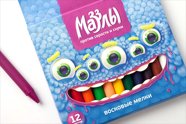 Mazzly彩色鉛筆水彩畫筆兒童文具卡通風包裝設計-上海包裝設計公司