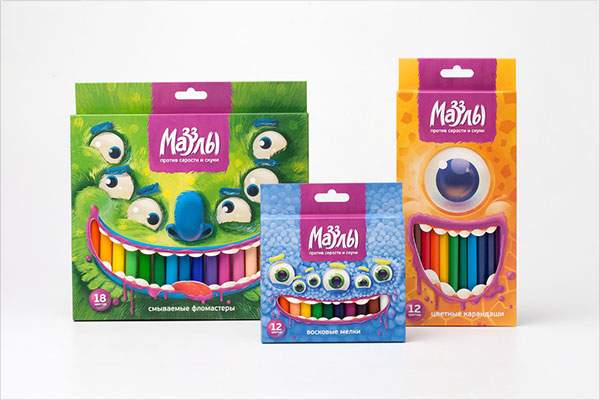 Mazzly彩色鉛筆水彩畫筆兒童文具卡通風包裝設計-上海包裝設計公司