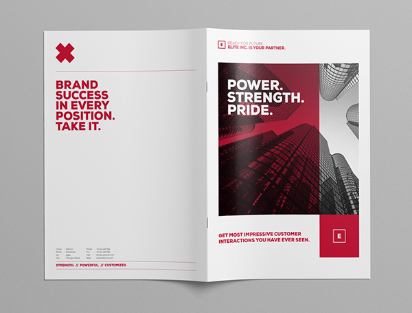 精英設計公司 Bifold 2色企業宣傳手冊設計模板-上海畫冊設計公司