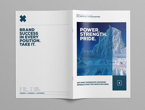 精英設計公司 Bifold 2色企業宣傳手冊設計模板-上海畫冊設計公司