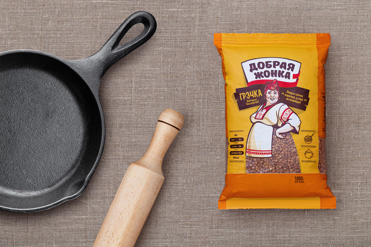 “好妻子”形象人物插畫篇面粉豆子雜糧塑料袋包裝設(shè)計-上海包裝設(shè)計公司