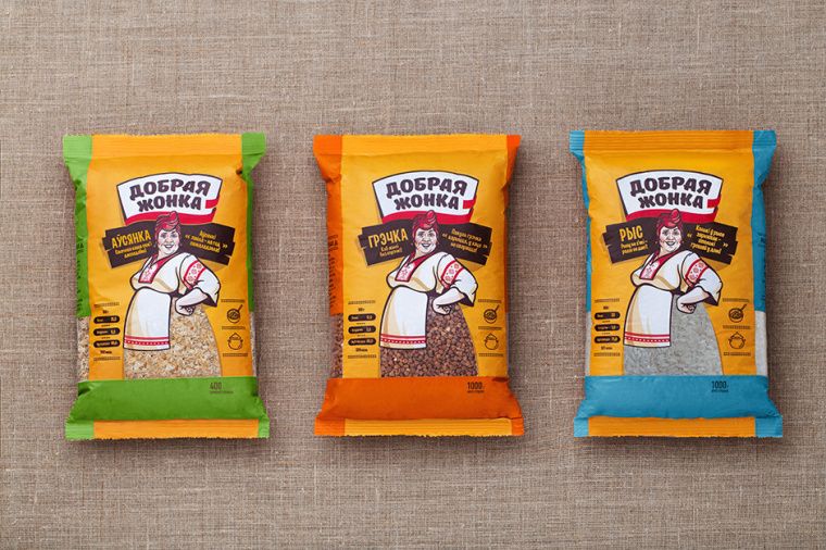 “好妻子”形象人物插畫篇面粉豆子雜糧塑料袋包裝設(shè)計-上海包裝設(shè)計公司