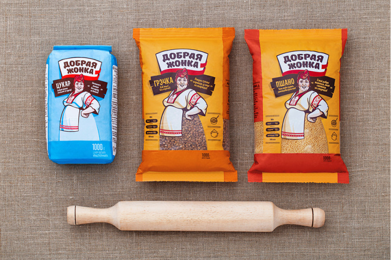 “好妻子”形象人物插畫篇面粉豆子雜糧塑料袋包裝設(shè)計-上海包裝設(shè)計公司