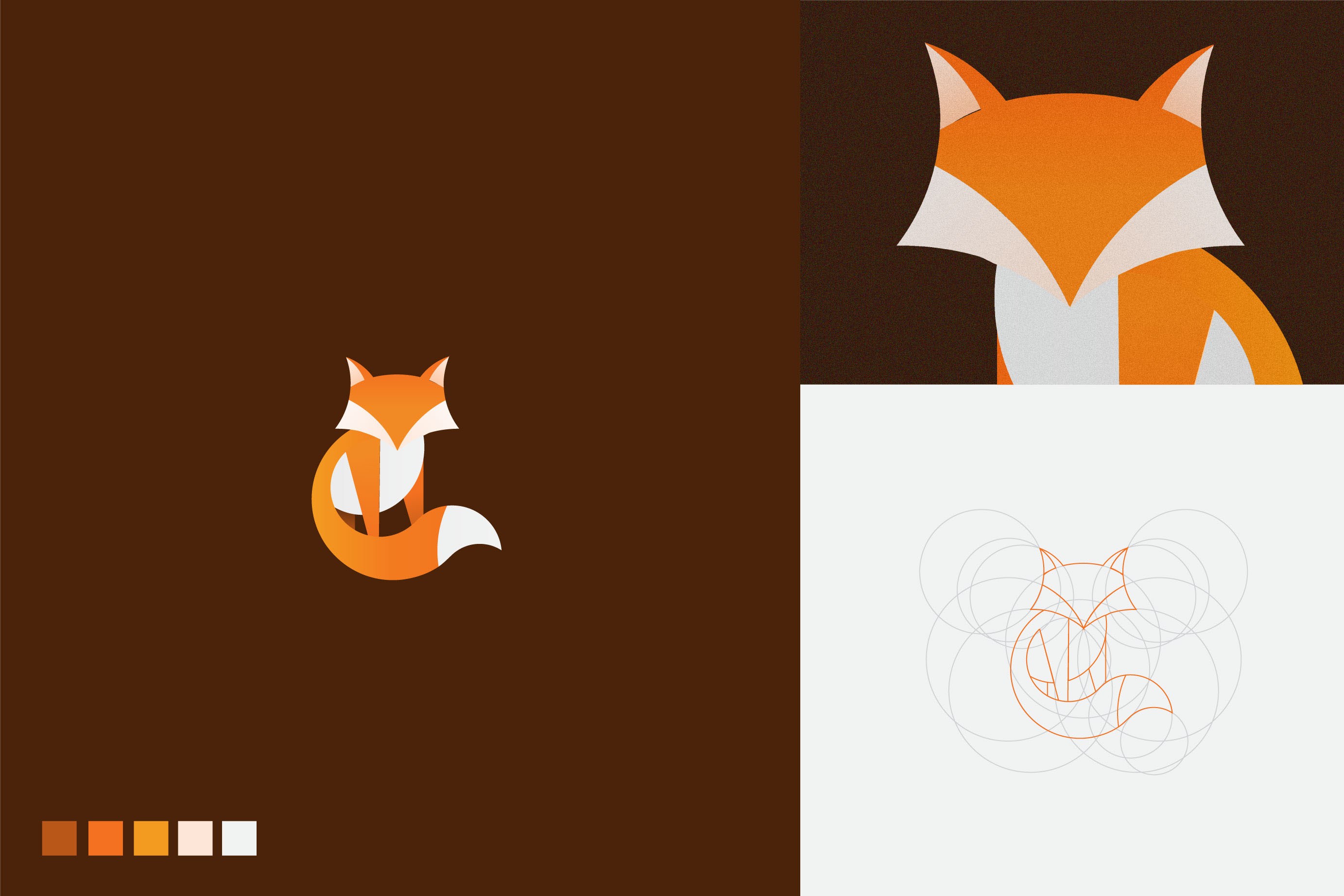 橙色狐貍logo-黃金分割比例設計的幾何圖形動物logo設計圖片欣賞-上海logo設計公司