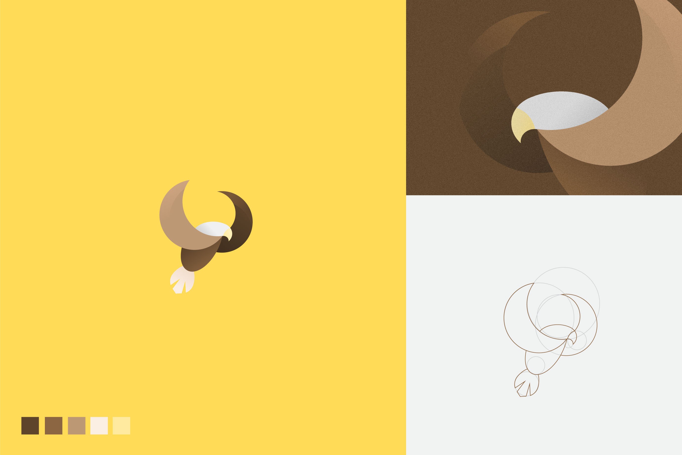 黃色老鷹logo-黃金分割比例設計的幾何圖形動物logo設計圖片欣賞-上海logo設計公司