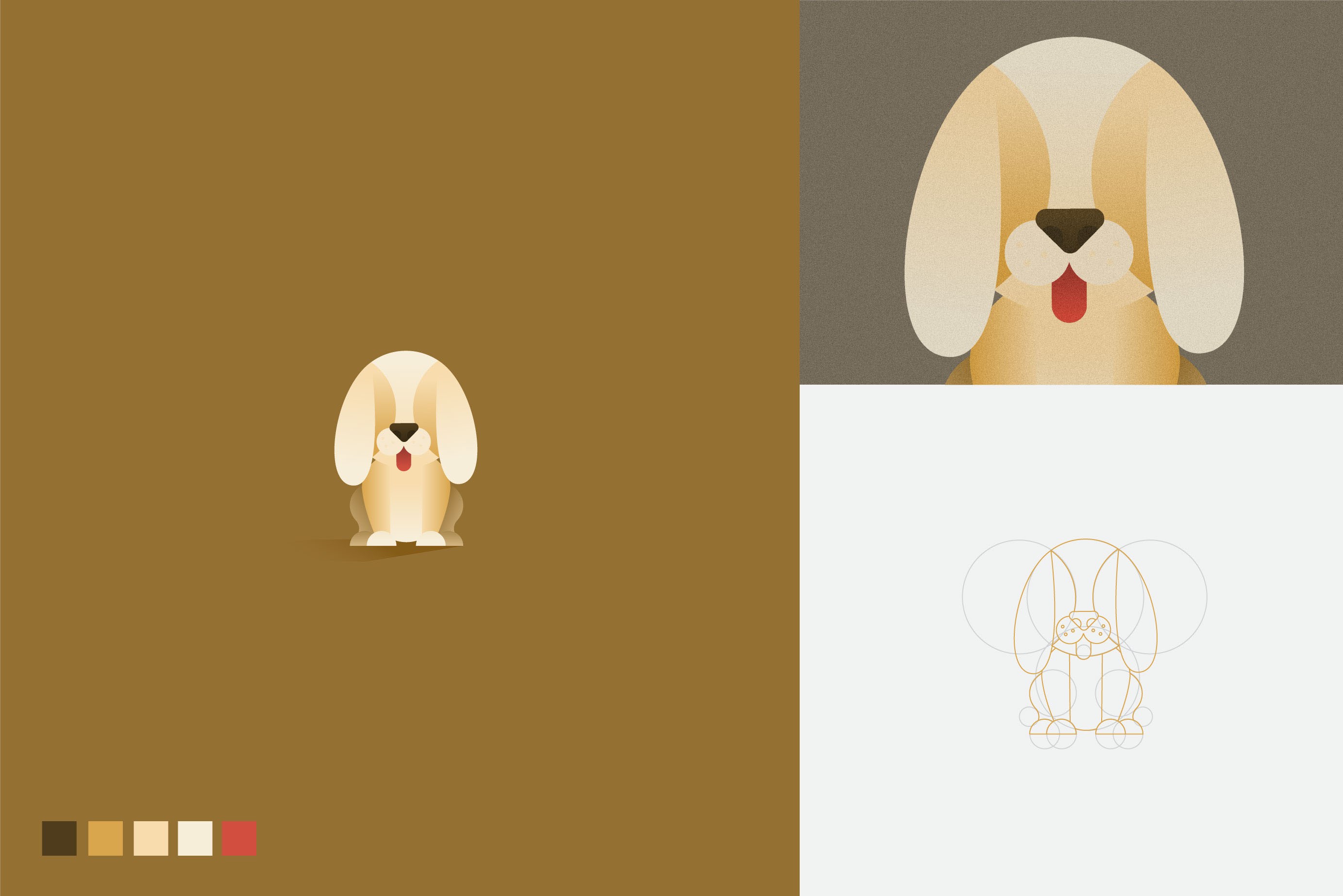 淡黃色狗狗logo-黃金分割比例設計的幾何圖形動物logo設計圖片欣賞-上海logo設計公司