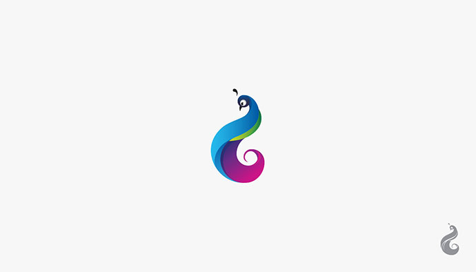 上海logo設計公司分享：2017年40個令人驚奇的Logo設計圖片欣賞-孔雀 logo