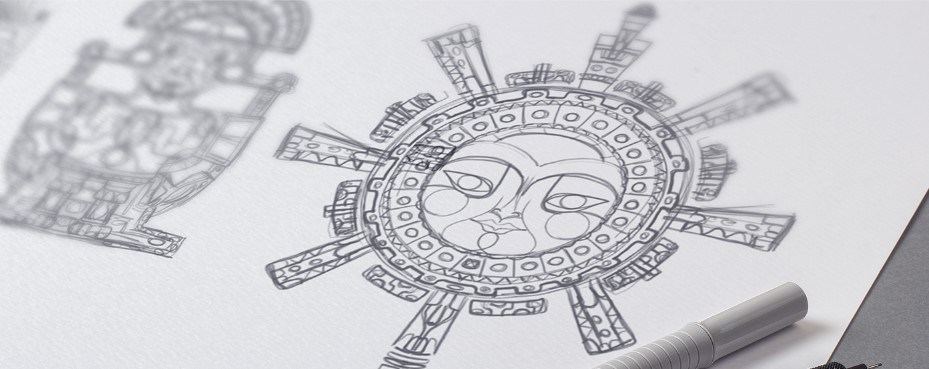 巴西民族餐廳印加文化餐飲太陽神矢量logo設計-上海logo設計公司