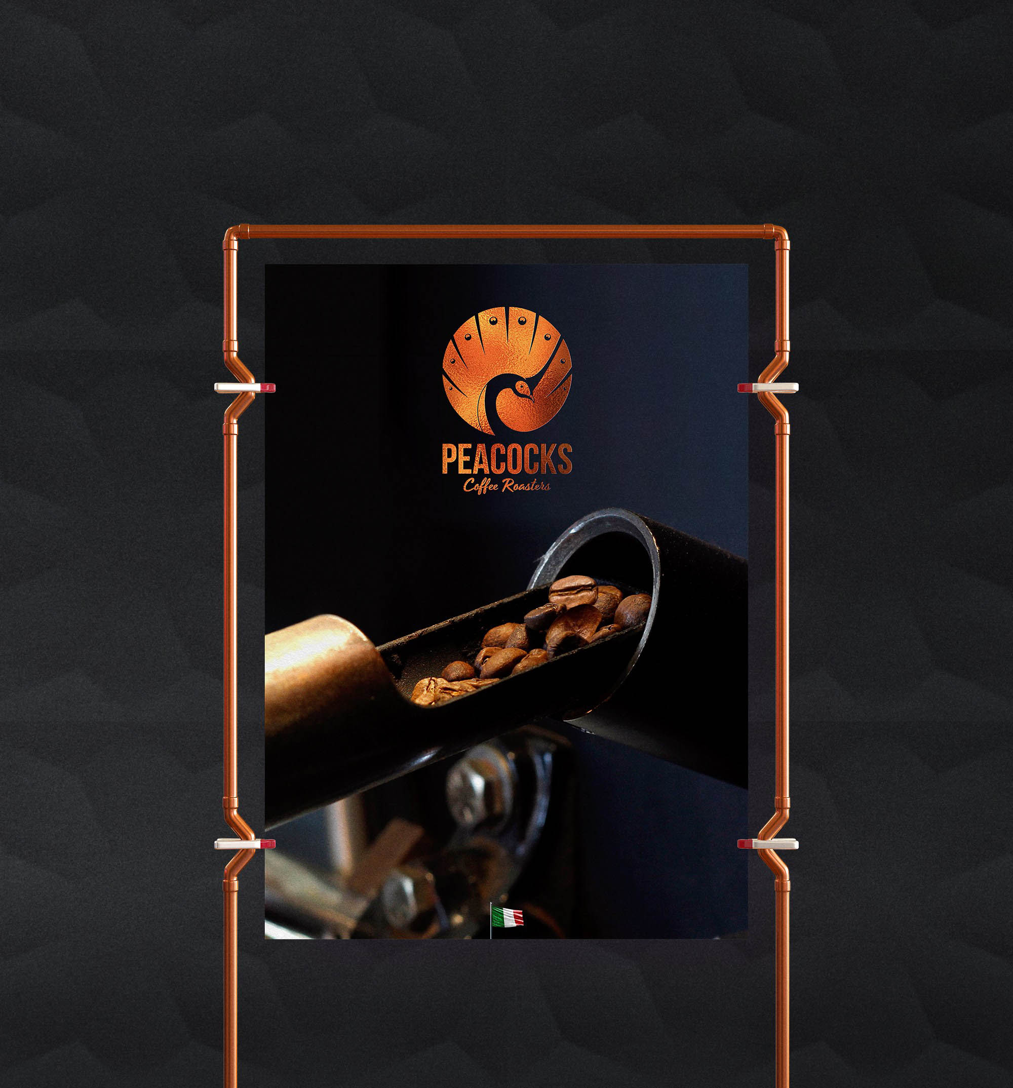 意大利孔雀咖啡烘焙品牌極簡(jiǎn)主義平面幾何孔雀LOGO設(shè)計(jì)-上海品牌logo設(shè)計(jì)公司