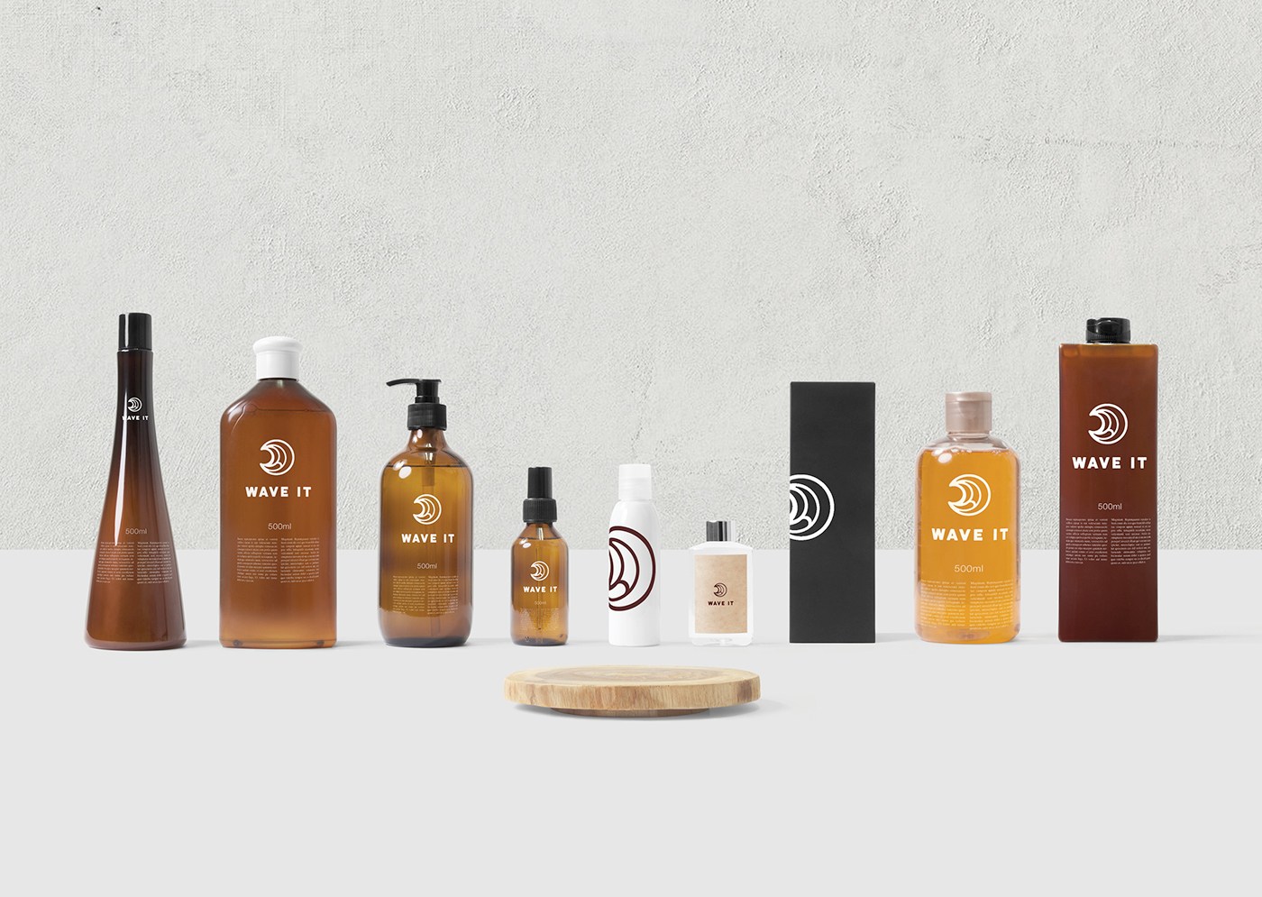 Wave It 頭發護理產品品牌發型品牌抽象波形寫意logo設計品牌VI形象設計