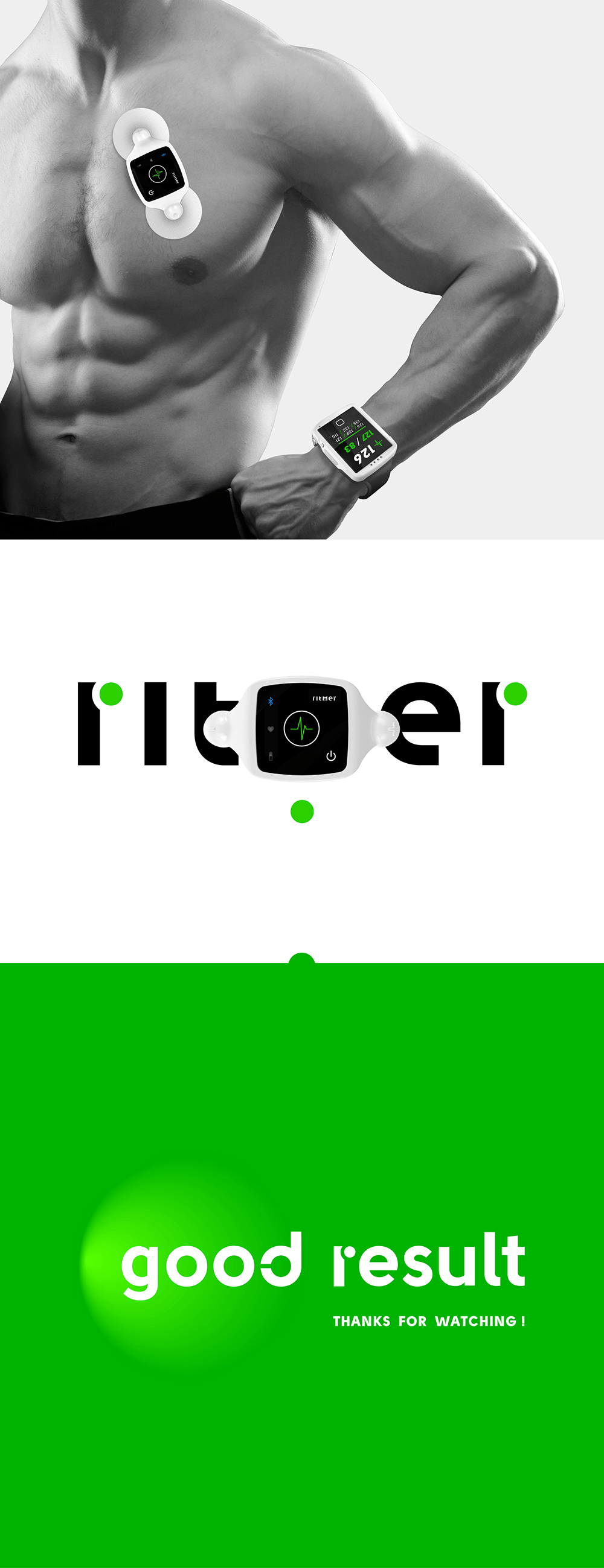 RITMER個(gè)人心電圖隨身健康監(jiān)測(cè)儀器LOGO設(shè)計(jì)品牌形象設(shè)計(jì)-上海醫(yī)療健康品牌logo設(shè)計(jì)公司