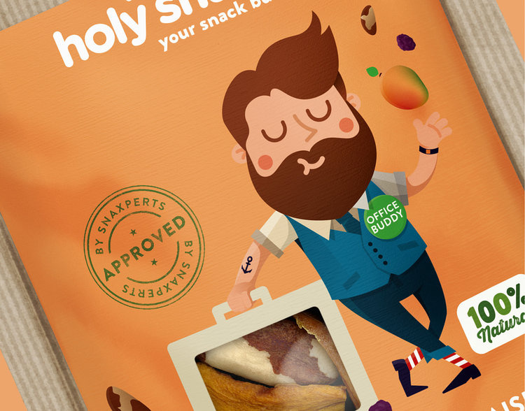 提升身體活力的holy 休閑零食小吃包裝設計人物插畫設計-上海品牌策劃包裝設計公司