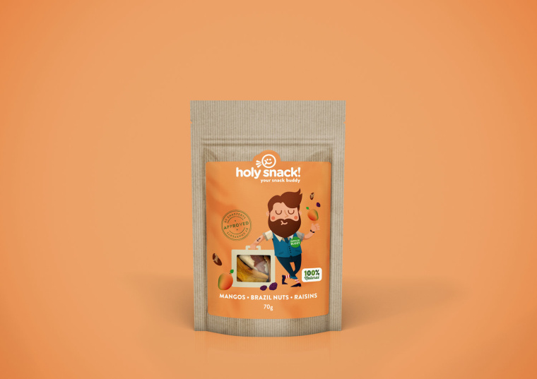 提升身體活力的holy 休閑零食小吃包裝設計人物插畫設計-上海品牌策劃包裝設計公司