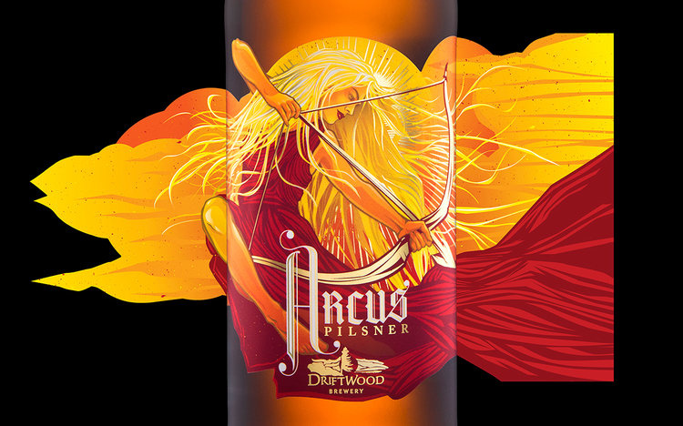 Driftwood啤酒包裝設計太陽女神插畫設計-上海包裝設計公司