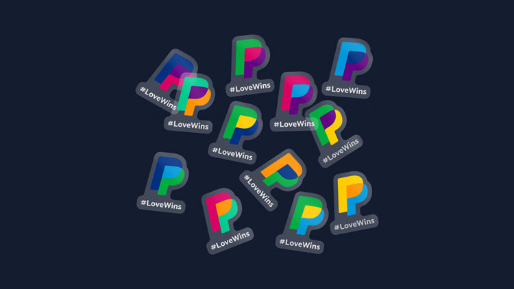 上海品牌VI設計公司分享：PayPal全球品牌推廣視覺識別設計指南-炫彩logo變體組合強烈視覺效果