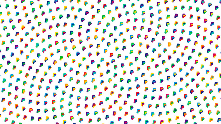 上海品牌VI設計公司分享：PayPal全球品牌推廣視覺識別設計指南-炫彩logo變體組合強烈視覺效果