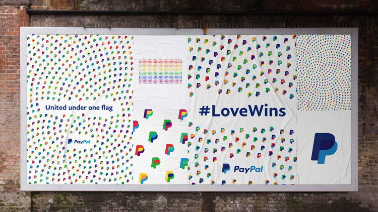 上海品牌VI設計公司分享：PayPal全球品牌推廣視覺識別設計指南-炫彩logo變體組合強烈視覺效果