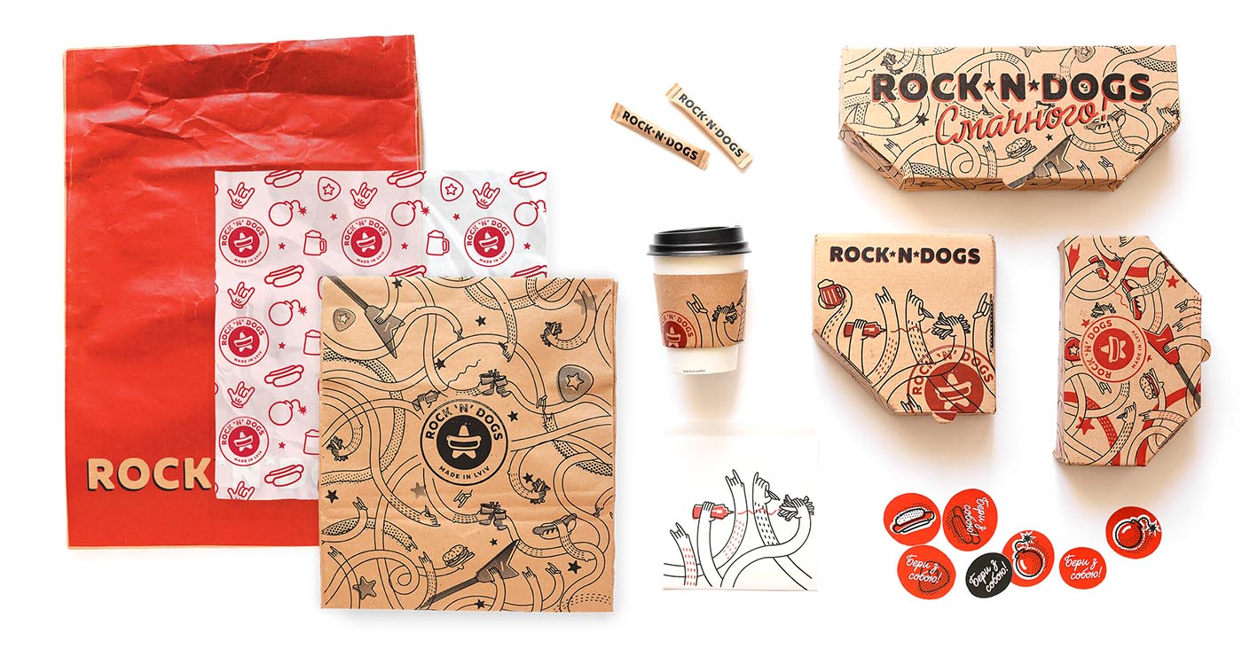 上海品牌包裝設(shè)計(jì)公司欣賞：ROCK ''''N DOG外賣(mài)快餐盒手繪插畫(huà)包裝設(shè)計(jì)
