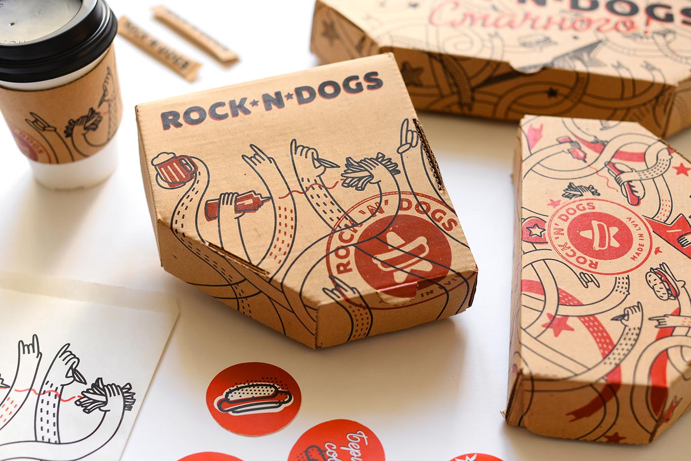 上海品牌包裝設(shè)計(jì)公司欣賞：ROCK ''''N DOG外賣(mài)快餐盒手繪插畫(huà)包裝設(shè)計(jì)