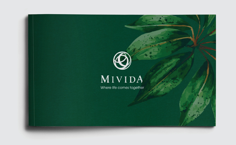 上海logo設計公司分享簡約綠色環保格調米韋達高檔小區住宿地產品牌宣傳畫冊設計