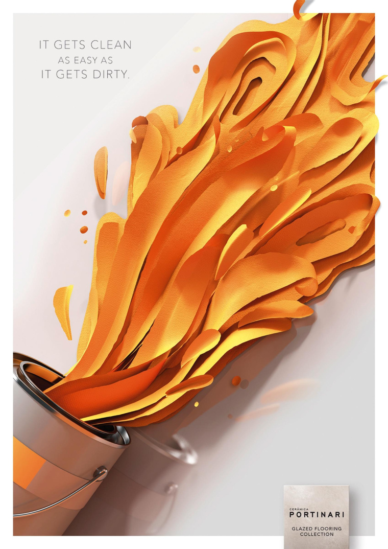 Portinari 瓷磚平面廣告創(chuàng)意設(shè)計污漬篇-上海建材平面廣告策劃設(shè)計公司