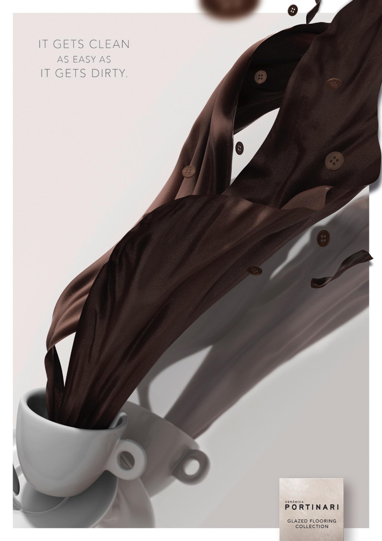 Portinari 瓷磚平面廣告創(chuàng)意設(shè)計污漬篇-上海建材平面廣告策劃設(shè)計公司