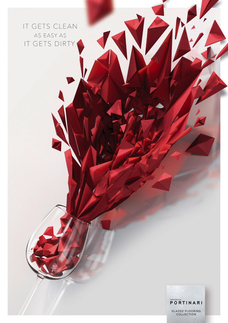 Portinari 瓷磚平面廣告創(chuàng)意設(shè)計污漬篇-上海建材平面廣告策劃設(shè)計公司
