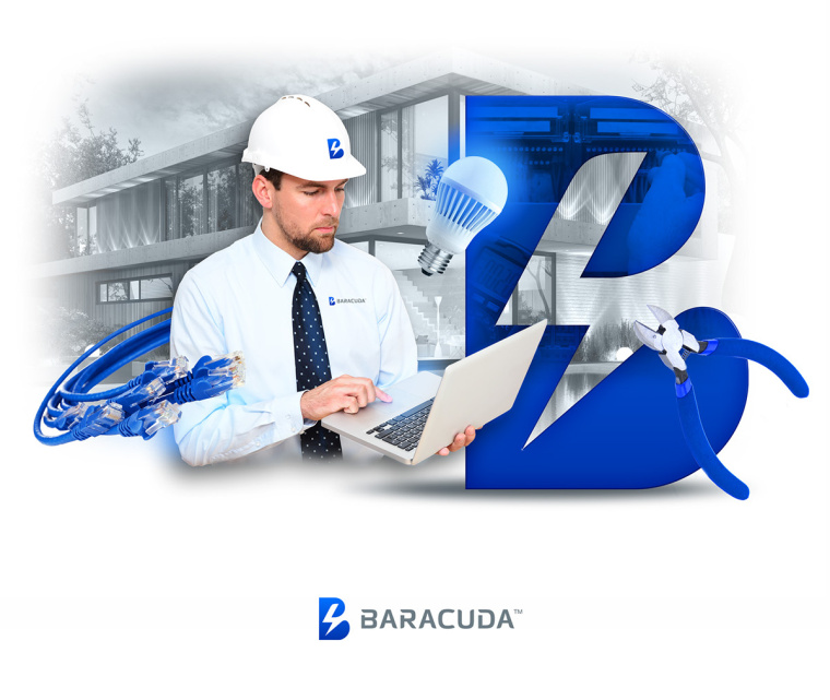 Baracuda Sp工業服務品牌形象設計-B字母與閃電logo設計