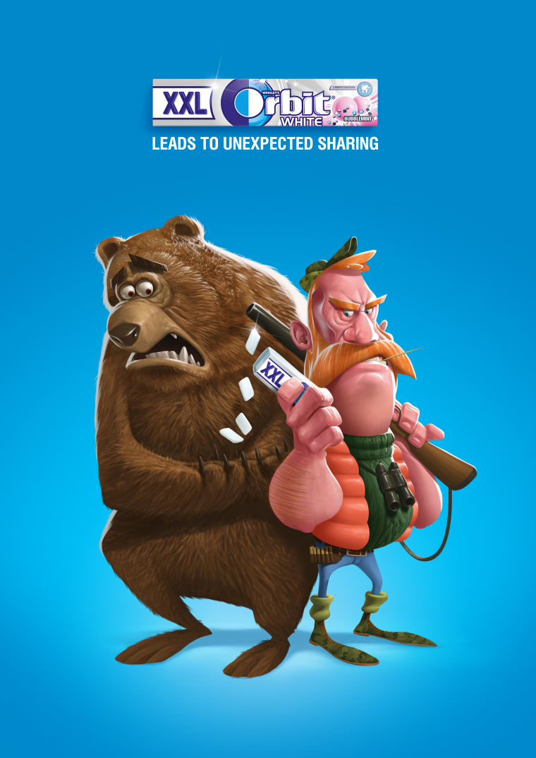 XXL Orbit 口香糖平面廣告創意設計欣賞“意外分享之獵人”篇--上海廣告策劃設計公司