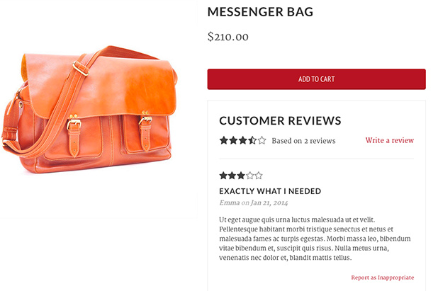 優秀電商網站設計的11個重要提示-使用社會證明-手提包評論照片