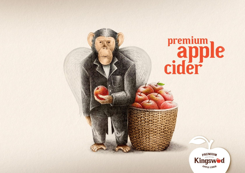 Kingswood蘋果酒包裝標簽設計，四種口味四種插圖-猴視覺插畫