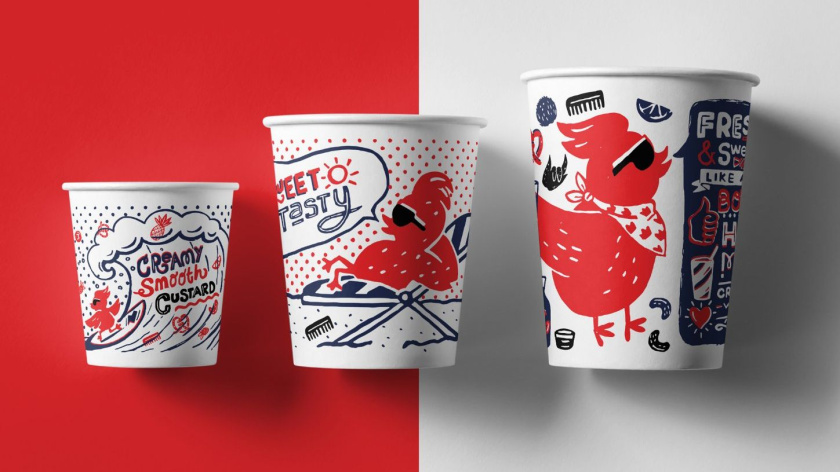 老板牌雞肉炸雞漢堡快餐品牌形象設計與外賣產品包裝設計“詼諧和時髦的插畫”