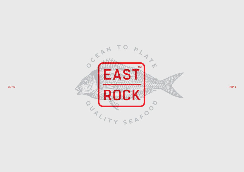East Rock海鮮品牌紅色印章logo