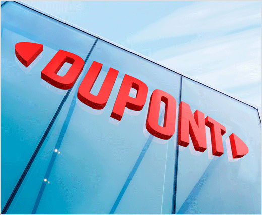 杜邦公司新logo設計，保留標志性的橢圓形，但去掉了外框
