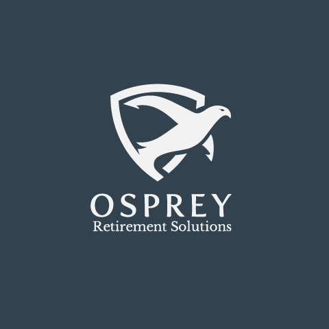 優雅的單黑色logo設計-魚鷹盾牌logo設計