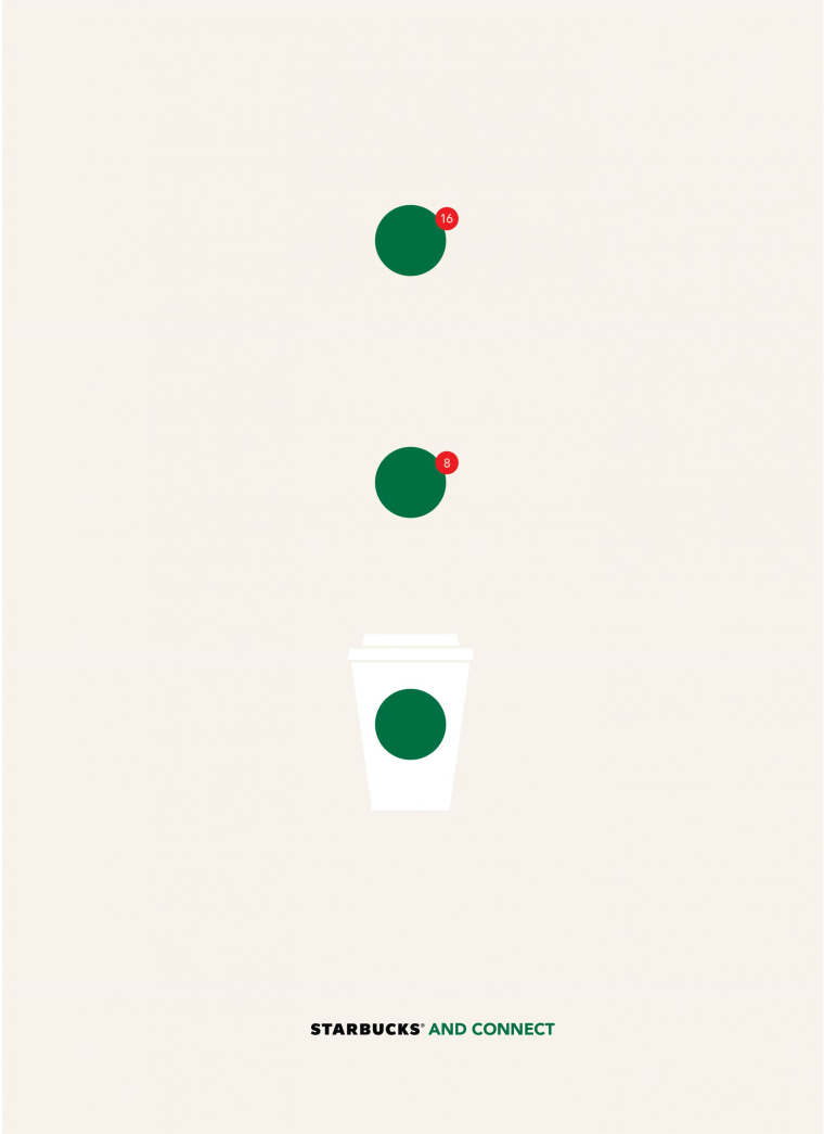 巴西Rai廣告公司為星巴克創作的“圖標”篇平面創意廣告-星巴克和連接