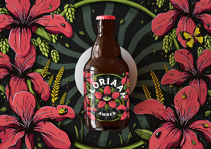 Floriaan精釀啤酒包裝標簽設計“萬花筒花卉插畫篇”-上海包裝設計