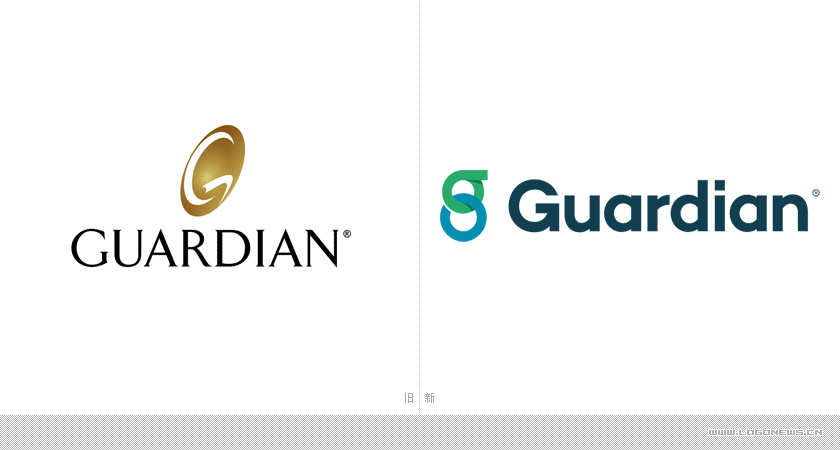 衛士人壽保險公司logo設計，兩個互鎖的圓形環組成字母G