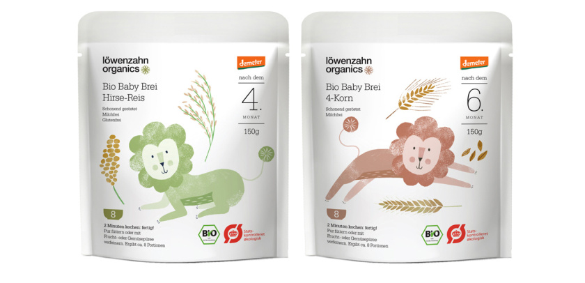 L?wenzahn有機嬰兒食品包裝設計”清新小獅子動物插畫“--上海包裝設計公司