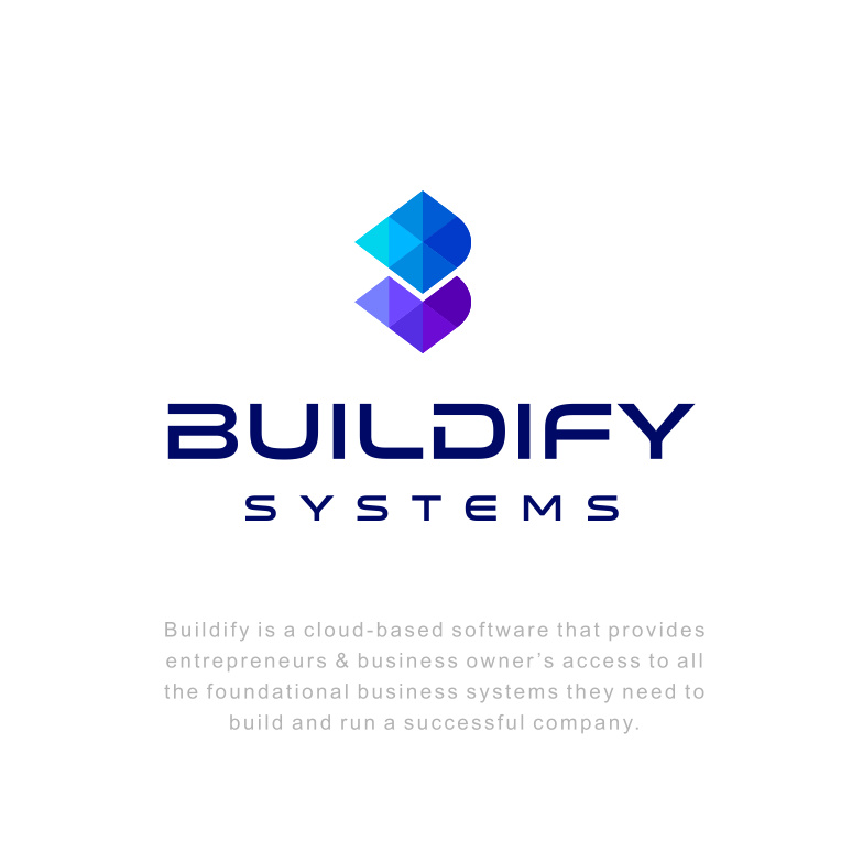 雙色調和漸變色設計-Buildify Systems徽標標志設計