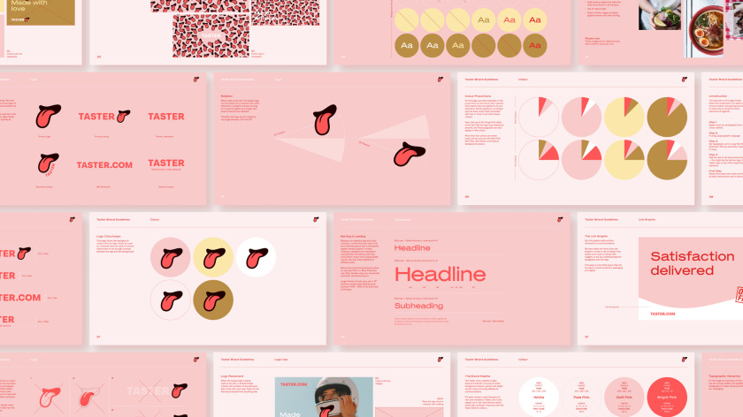 Taster外賣餐飲品牌logo設(shè)計(jì)與品牌vi形象設(shè)計(jì)，一個(gè)大膽熱情的舌頭圖案