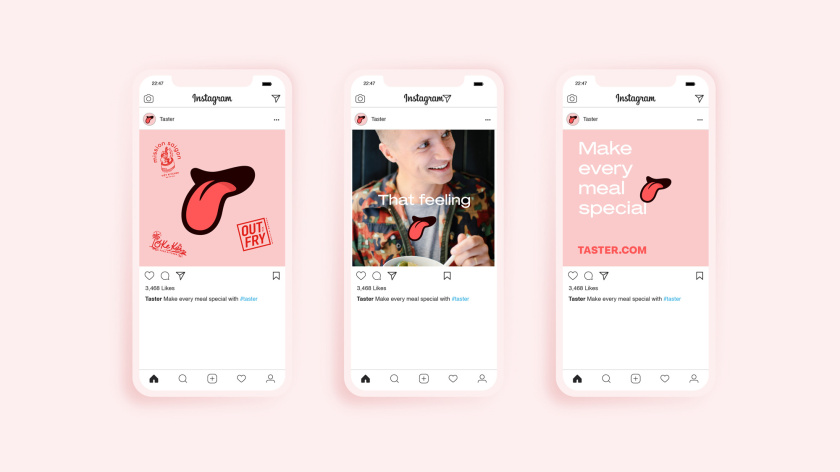 Taster外賣餐飲與品牌vi形象設(shè)計(jì)，一個(gè)大膽熱情的舌頭圖案