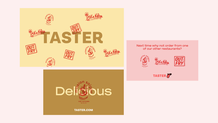 Taster外賣餐飲品牌logo設(shè)計(jì)與品牌vi形象設(shè)計(jì)，一個(gè)大膽熱情的舌頭圖案