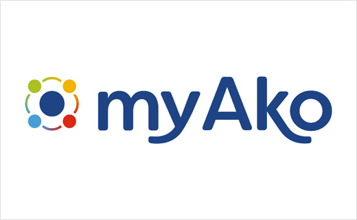 醫療護理業務管理app平臺myAko新logo設計，四個小圓圍繞一個大圓