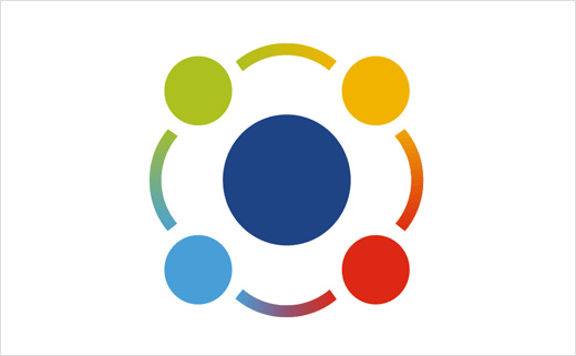 醫療護理業務管理app平臺myAko新logo設計，四個小圓圍繞一個大圓