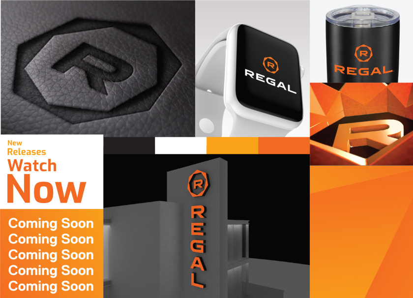 Regal富豪電影劇院logo設(shè)計(jì)，一個環(huán)繞的七變形+字母R