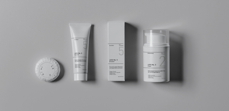 LESS化妝品品牌：最小的品牌標(biāo)識(shí)與最簡單的包裝設(shè)計(jì)
