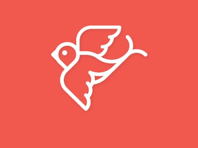 白色線條的紅燕子logo設計