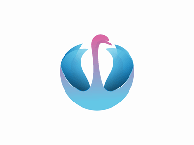 色彩斑斕的天鵝logo設計