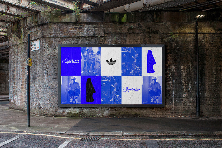 阿迪達斯超級巨星50周年紀念版紫色包裝設計、品牌設計與海報設計